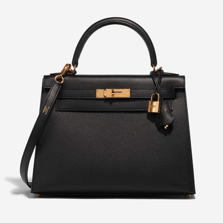 Tasche Hermès Kelly 28 Epsom mit Goldbeschlägen in Schwarz