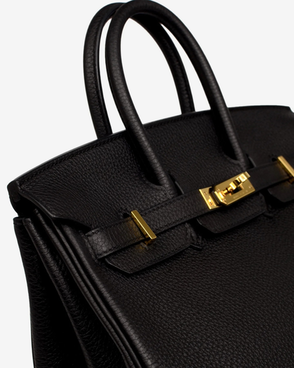 Tasche Hermès Birkin 25 mit Goldbeschlägen in Schwarz