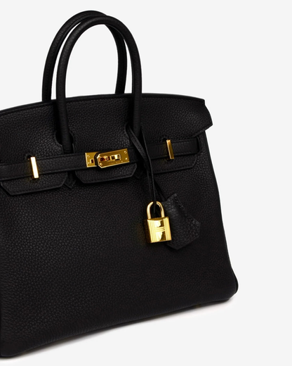 Tasche Hermès Birkin 25 mit Goldbeschlägen in Schwarz