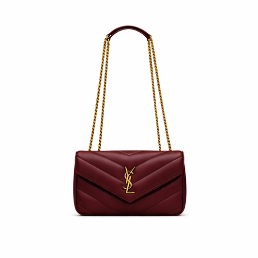 Tasche LOULOU Small Matelassé Lammleder Bordeaux – Saint Laurent