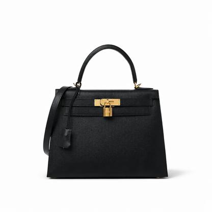 Tasche Hermès Kelly 28 Epsom mit Goldbeschlägen in Schwarz