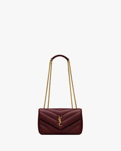 Tasche LOULOU Small Matelassé Lammleder Bordeaux – Saint Laurent