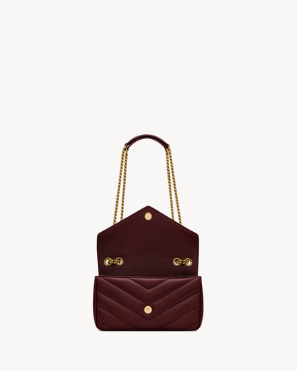 Tasche LOULOU Small Matelassé Lammleder Bordeaux – Saint Laurent
